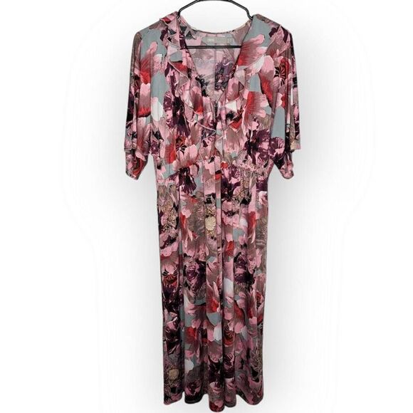 ASOS Women's Pink and Grey Iris Soft Midi Dress size 10 US - Picture 1 of 6